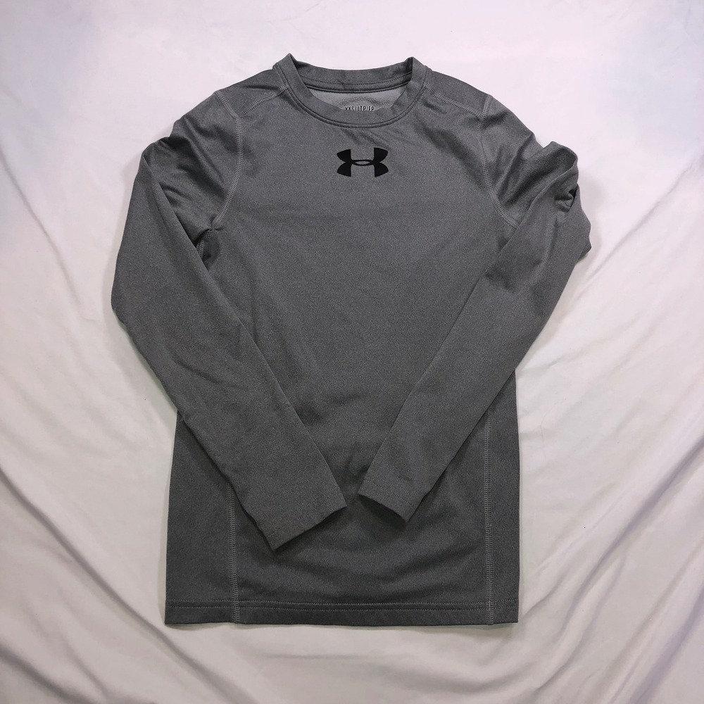 Under Armour Boys ColdGear Fitted Long Sleeve Shirt Gray YXS 01015